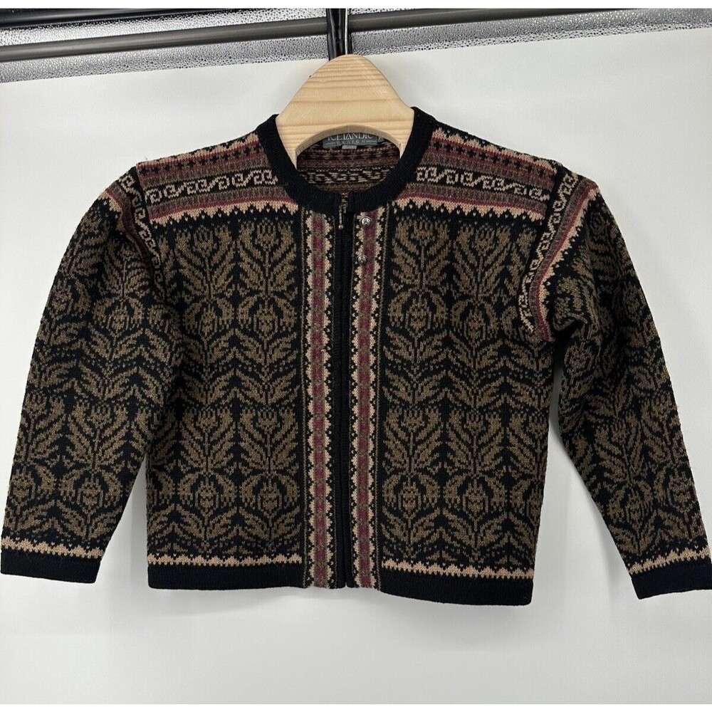 Vintage Norwear Wool Cardigan Sweater Made In Iceland Ornate Women’s Medium